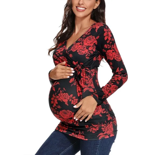 Beautiful maternity shirt with a bow