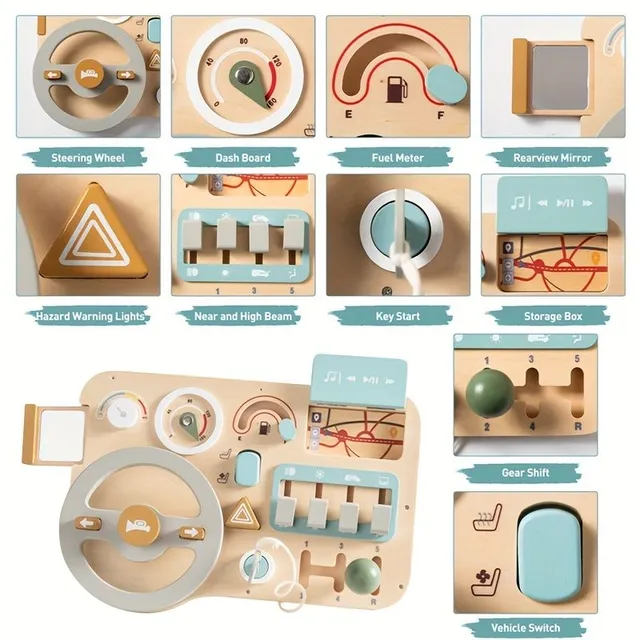 Montessori hrací volant: Rozvíjejte poznávání & radost hrou s Busy Boarde & rozpoznáváním dopravních značek