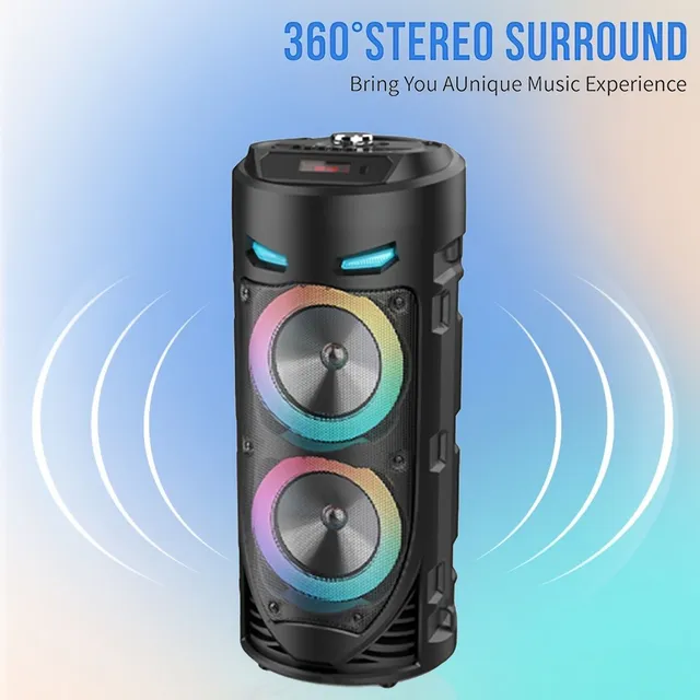 King Lucky ZQS-4239 Prenosný bezdrôtový zvukový stĺpec High Performance Stereo Subwoofer Bass Party reproduktor s mikrofónom