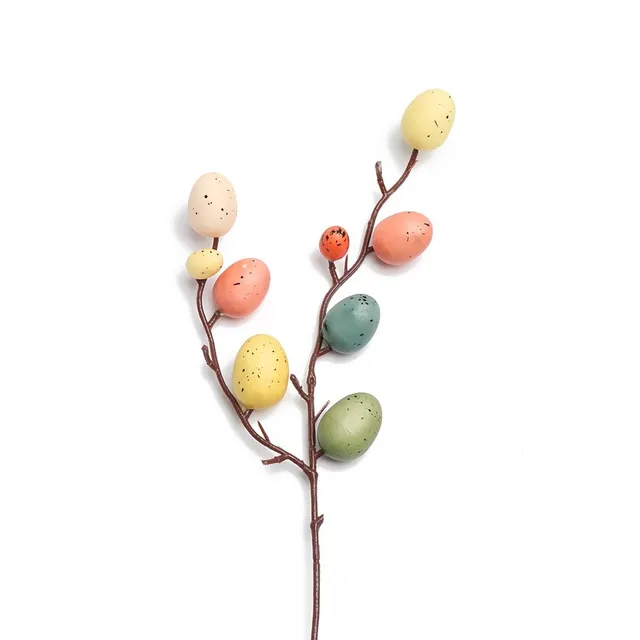 Easter decorative branch with artificial coloured eggs