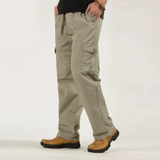 Pánske voľnočasové dlhé nohavice s nákladovými vreckami