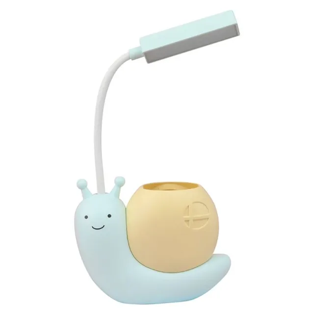 Snail-shaped children's table lamp with practical storage space