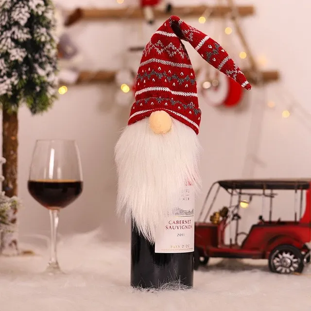 Frumoasa pungă pentru sticlă de vin cu motiv de Crăciun Debbie