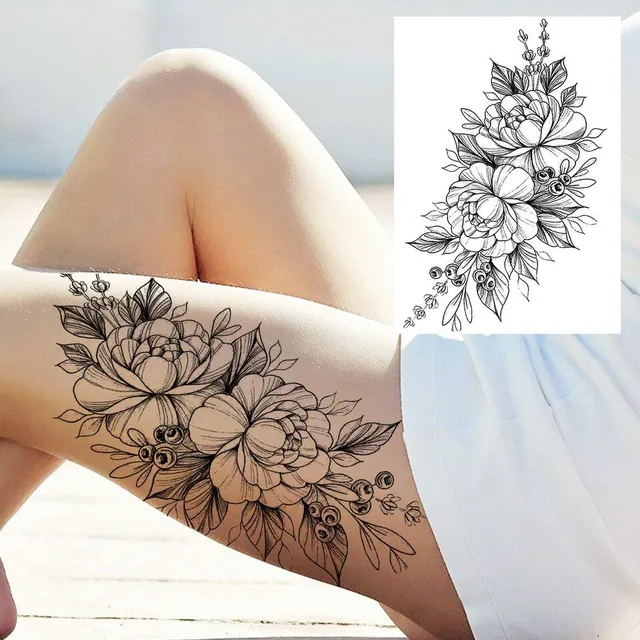 Tatuaj temporar sexy cu motive florale pentru femei