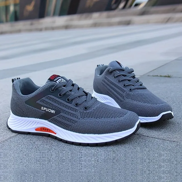 Men's running shoes - monochrome, breathable, comfortable, slippery, durable - outdoor activities