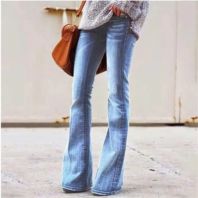 Damskie jeansowe spodnie dzwony w stylu vintage