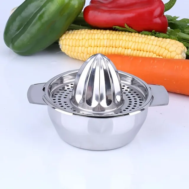 Stainless steel hand-operated citrus press