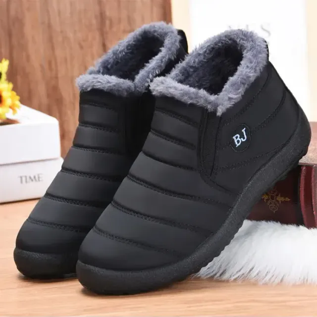 Women's winter boots - short waterproof snow boots with fur