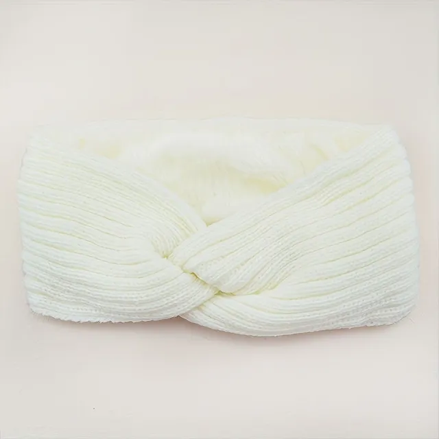 Fashion knitted headband with cross pattern - warm, soft, protects ears from cold