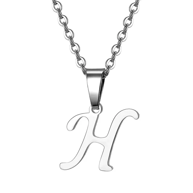 Necklace with letter of steel - Pendant with letter of stainless steel