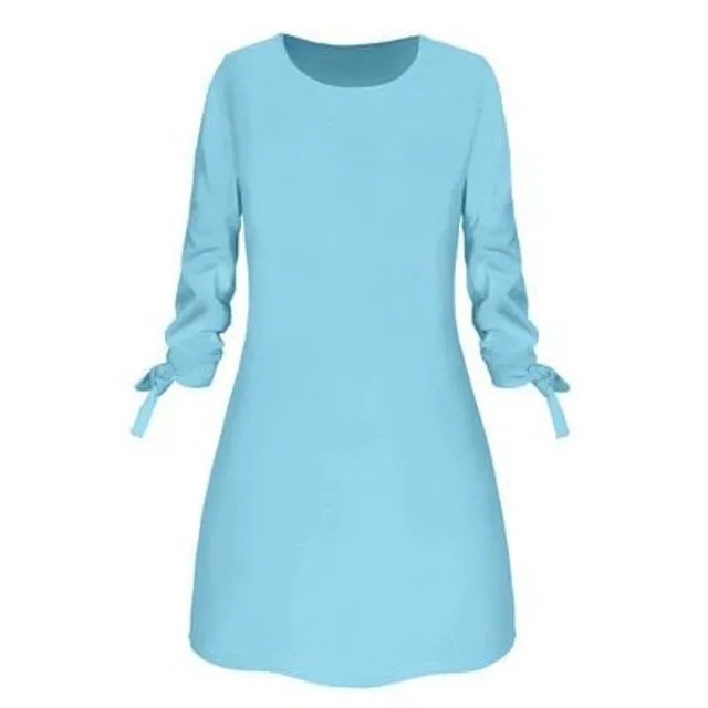 Dámske štýlové jednoduché šaty Rargissy s mašľou na rukáve sky-blue-2 4xl