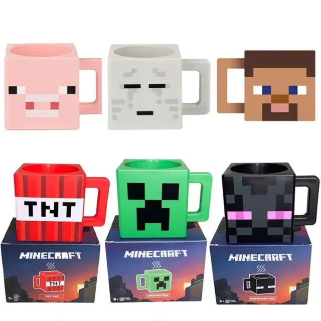 Cana din plastic pentru copii cu mâner, cu motive din popularul Minecraft