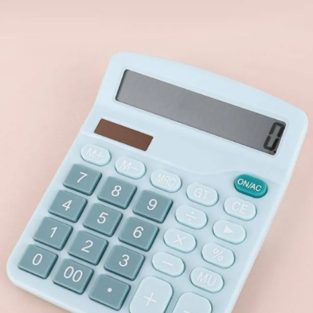 Practical classic stylish original monochrome calculator with solar panel
