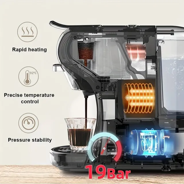 1pc Capsule Coffee machine 19bar Capsule Espressor Nespresso, Dolce Gusto and ground coffee