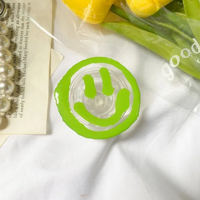 Transparent round PopSockets holder with smiley face