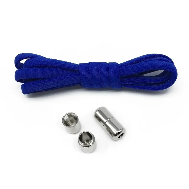 Stylish shoelaces with metal clamping deep-blue
