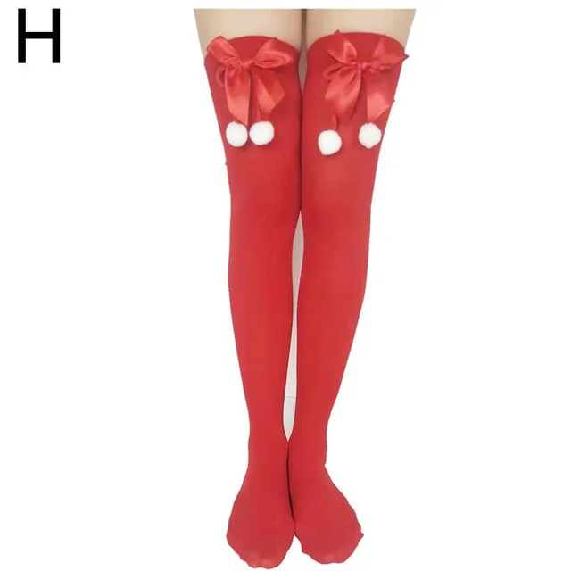 Women's Christmas striped stockings with bow