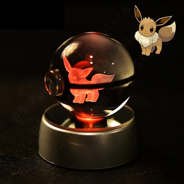 Aranyos Pokéball alakú 3D asztali lámpa Pokémon motívummal