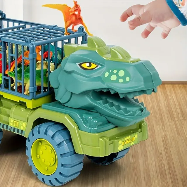Prehistoric party: Dino kit with models, trucks and eggs