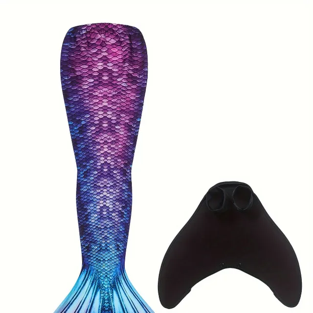 Costum de baie pentru copii cu coadă de sirena - Mermaid Swimsuit cu imprimeu colorat de solzi de pește, pentru plajă, petrecere, spectacole și cosplay