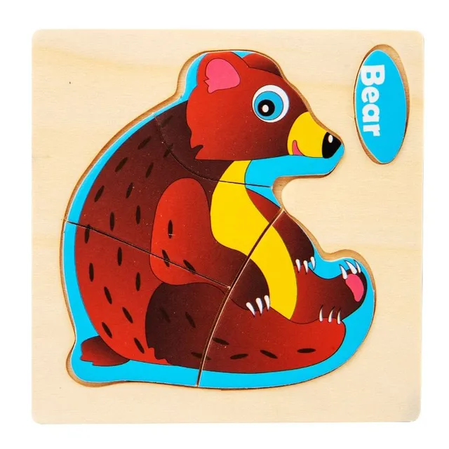 Wooden 3D jigsaw puzzles for the smallest children