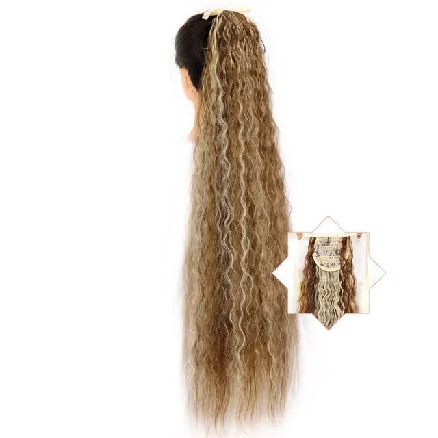 Long synthetic hair with a drawstring for fastening the ponytail - various variations