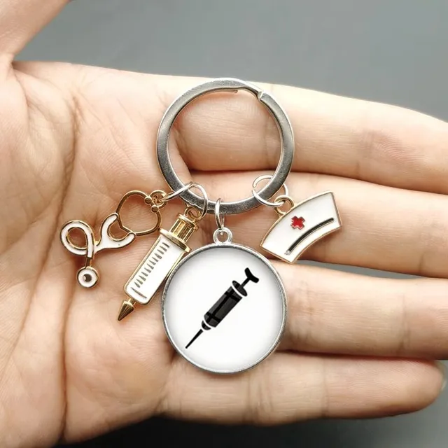 Original keychain with motif of doctors and nurses