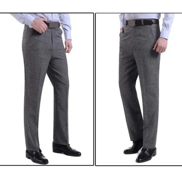 Pantaloni formali eleganți cu talie înaltă pentru bărbați