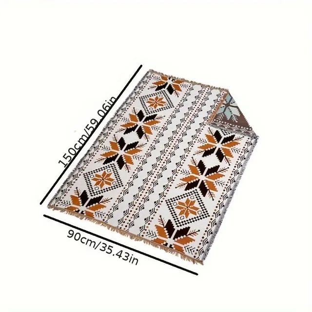 1ks Piknikový koberec v boho stylu s nepromokavou podložkou - ideální pro venkovní kempování a pikniky