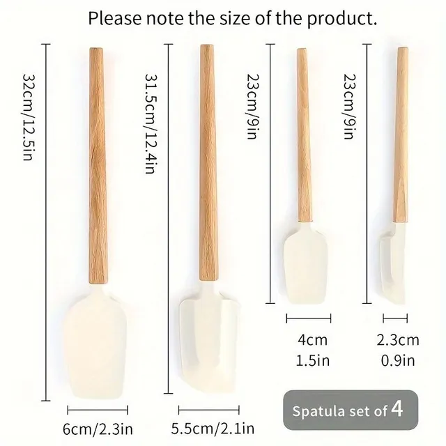 Set de 4 spatule din silicon pentru bucătărie, calitate alimentară