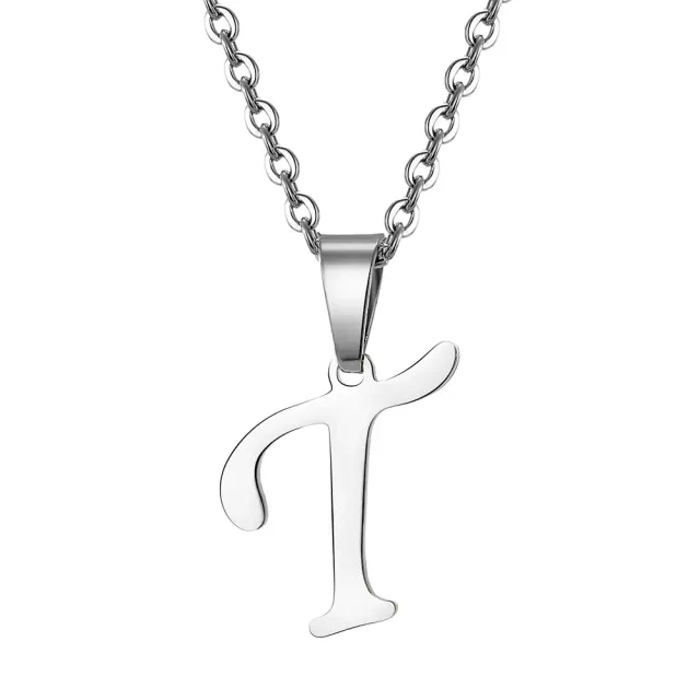 Necklace with letter of steel - Pendant with letter of stainless steel