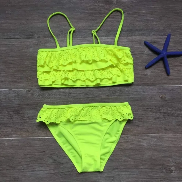 Girl two-piece swimsuit with lace call