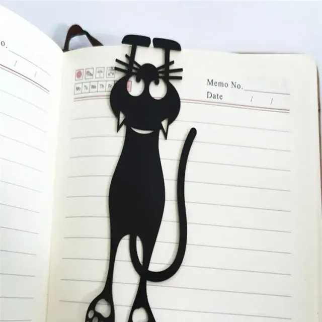 Semn de carte 3D cu desen de pisică neagră