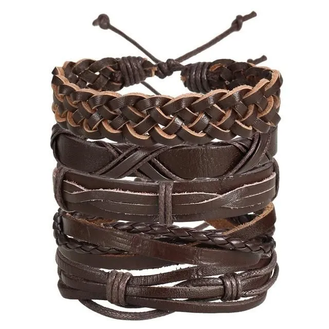 Men's leather bracelet set bjdy703