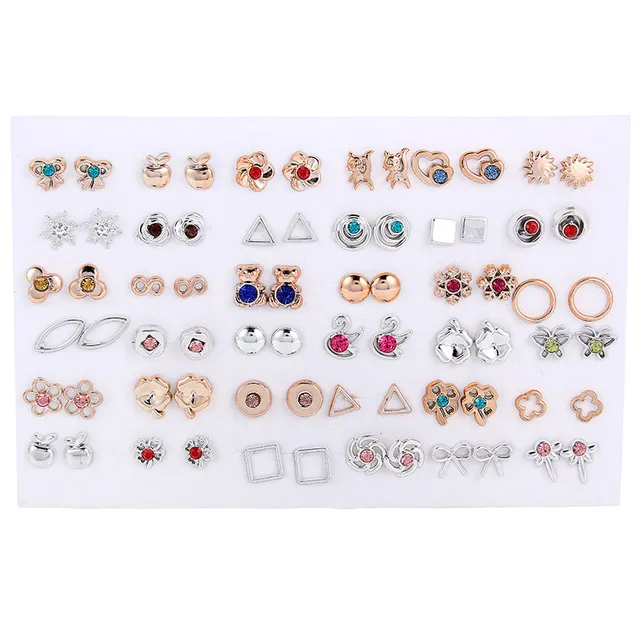 Set of small ladies cute earrings - 36 pairs