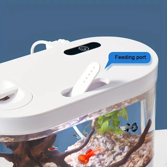 1pc Mini Aquarium with LED Atmospheric Light, Mini Aquarium Set with Filtering System, Table Aquarium, Table Mini Aquarium