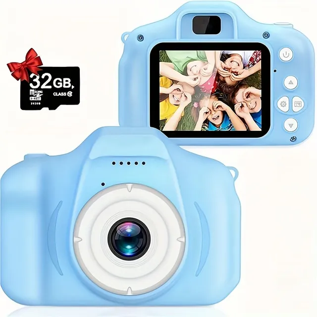 Detský digitálny fotoaparát pre kreatívnu zábavu - 1080p, 13 MP, 32 GB karta, farebný displej, dobíjateľný