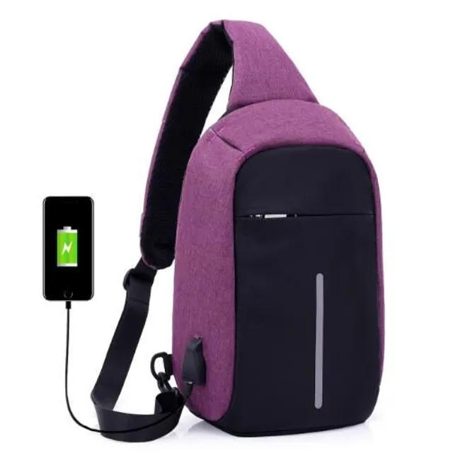 Stylish men's USB travel shoulder bag