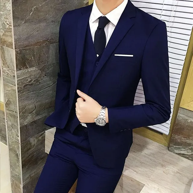 Luxusný oblekový set 3 ks - formálne sako + vesta + nohavice