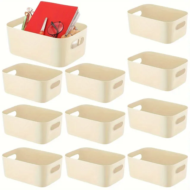 Set de 10 cutii pentru alimente, Coș de depozitare din plastic, Cutie de depozitare pentru alimente, Coș pentru culori, Potrivit pentru dulapuri de bucătărie, Rafturi de baie, Sertare, Dulapuri, Birouri