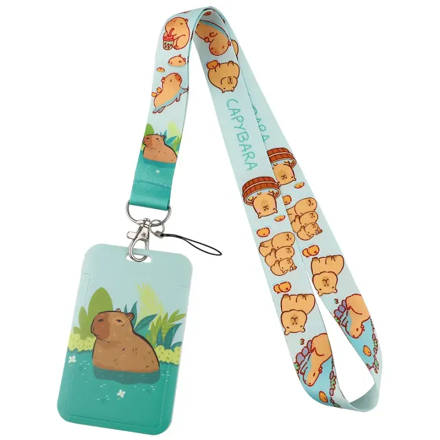 Dear capibara key belt, neck ribbon, ID card holder, badge