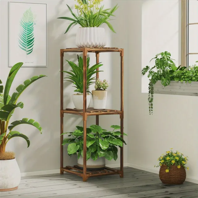 1 Packing, Inner Stand On Wooden Plants, 3-storey High Shelves On Plants Stands On Flower Stands On Stands Outdoor, Small Space Stands On Florals Shelves For Corner Living Room Garden 33*12*12 Inches
