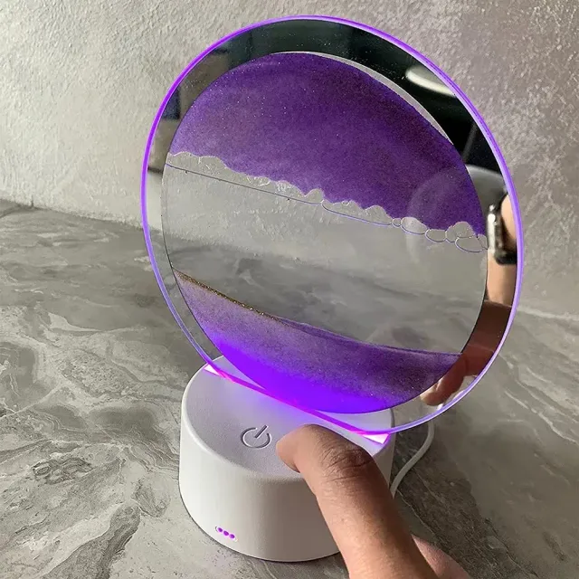 3D obraz s pohyblivým pískem v kruhovém rámu s podsvícením a dálkovým ovládáním