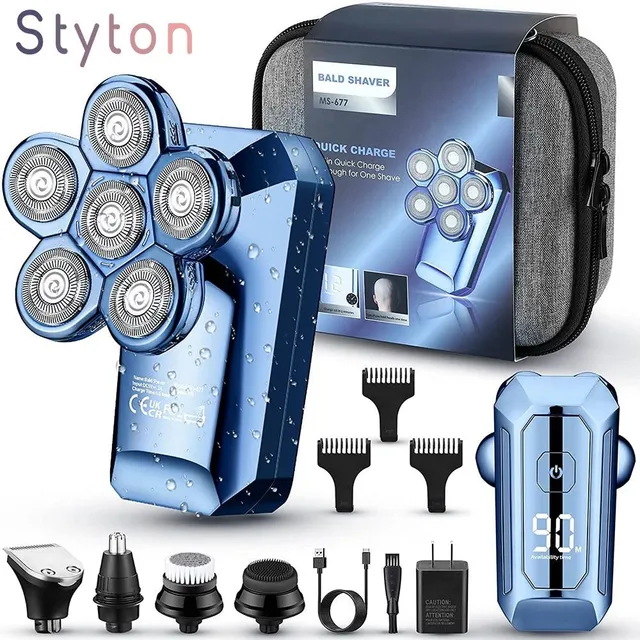 Styton 6D 5 w 1 Electric Bare Head Shaver Hair Trimmer for Men Waterproof Ear and Nose Trimmer USB Beard Trimmer Quick Charge New