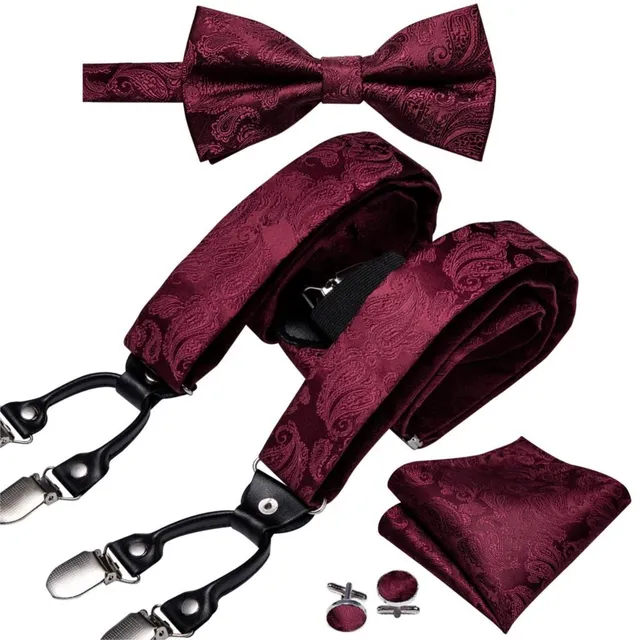 Men's suspenders, bow tie and handkerchief T1177