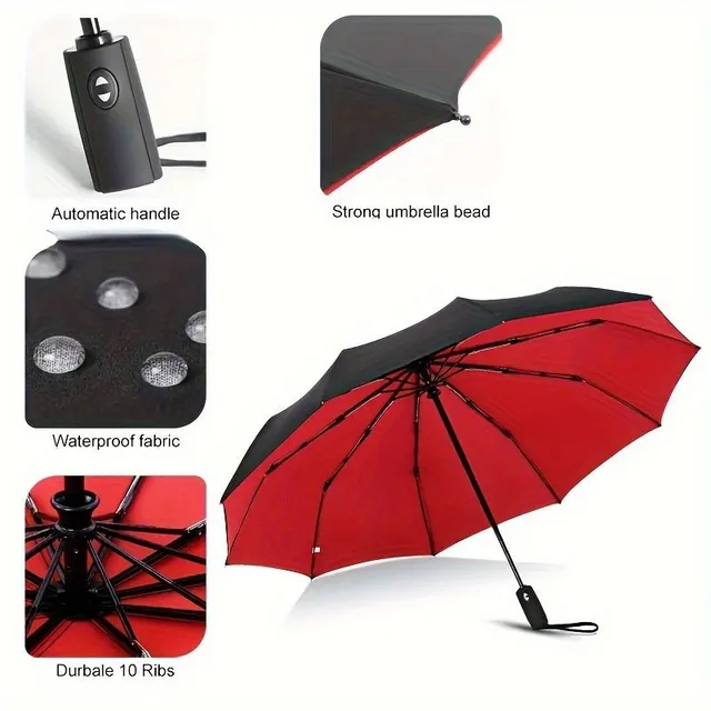 Automatický veľký pánsky dáždnik s vodotesným vinylovým krytom, vystužený a vystužený