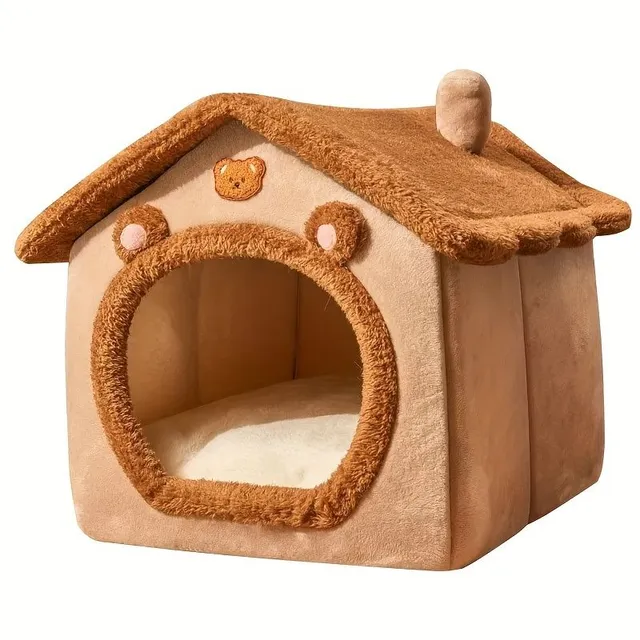 1ks Pet Bed House pre psy, Odnímateľný a umývateľný pes Kennel House, Zimný teplý pes Posteľ mäkké a pohodlné šteňa jaskyne hniezda
