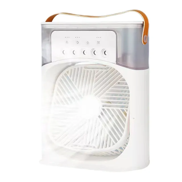 Ventilator portabil de ceață cu încărcare USB, 3 trepte de viteză, ventilator de masă cu ceață de apă și lumină de noapte
