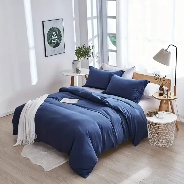 2/3-part single-color sheets on the duvet (1 coating on the duvet + 1/2 cushion coating), Pleasant on the skin, Microfiber, For all seasons, Do bedroom or dorm (without filling)