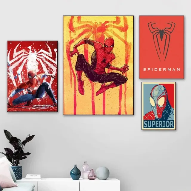 Poster on the wall with superhero motifs Spider-man